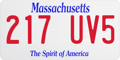 MA license plate 217UV5