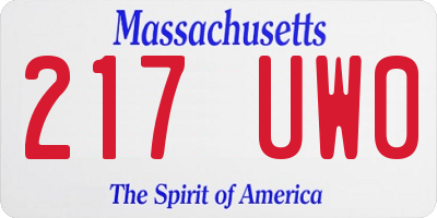 MA license plate 217UW0
