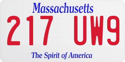 MA license plate 217UW9