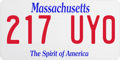 MA license plate 217UY0