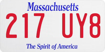 MA license plate 217UY8