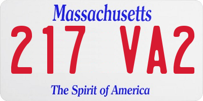 MA license plate 217VA2