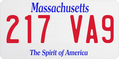 MA license plate 217VA9
