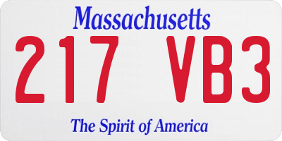 MA license plate 217VB3
