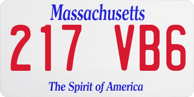MA license plate 217VB6