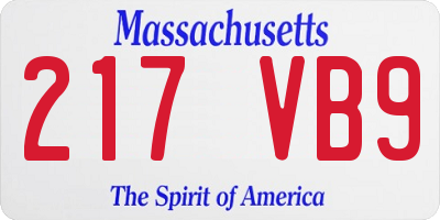 MA license plate 217VB9