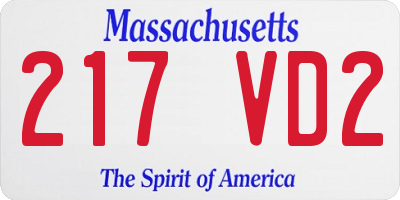 MA license plate 217VD2