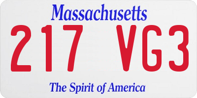 MA license plate 217VG3