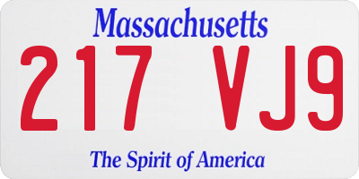 MA license plate 217VJ9