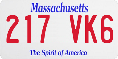 MA license plate 217VK6