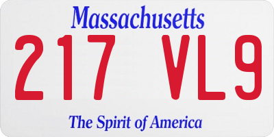 MA license plate 217VL9