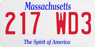 MA license plate 217WD3