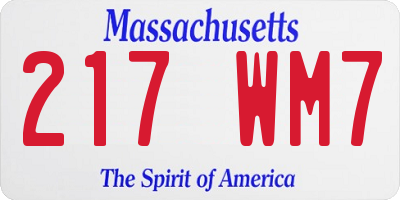 MA license plate 217WM7