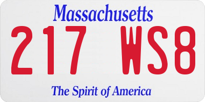 MA license plate 217WS8