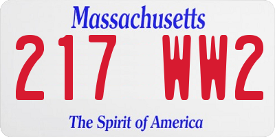 MA license plate 217WW2