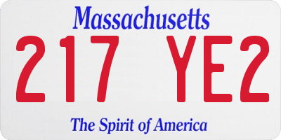 MA license plate 217YE2