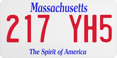 MA license plate 217YH5