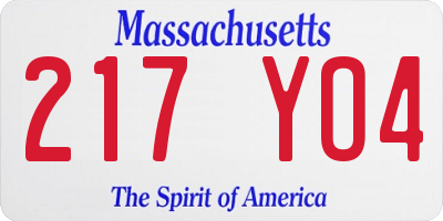 MA license plate 217YO4