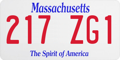MA license plate 217ZG1