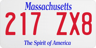 MA license plate 217ZX8