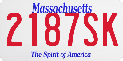 MA license plate 2187SK