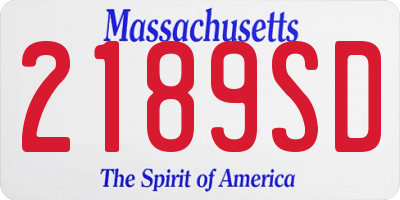 MA license plate 2189SD