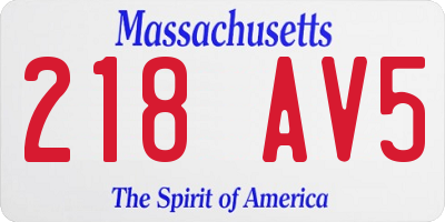 MA license plate 218AV5
