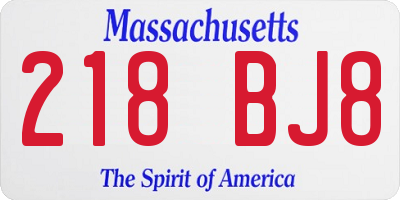 MA license plate 218BJ8