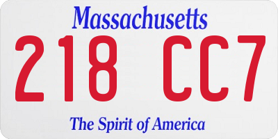 MA license plate 218CC7