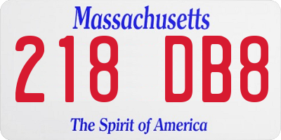MA license plate 218DB8
