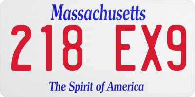 MA license plate 218EX9