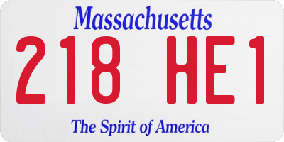 MA license plate 218HE1