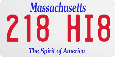 MA license plate 218HI8
