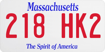MA license plate 218HK2