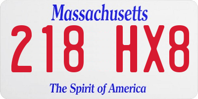 MA license plate 218HX8