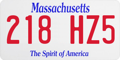 MA license plate 218HZ5