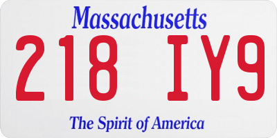 MA license plate 218IY9