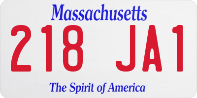 MA license plate 218JA1
