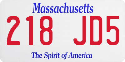 MA license plate 218JD5