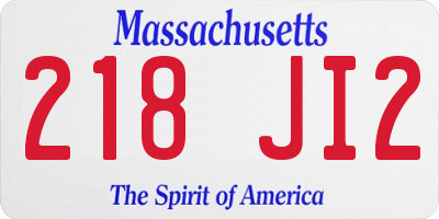 MA license plate 218JI2