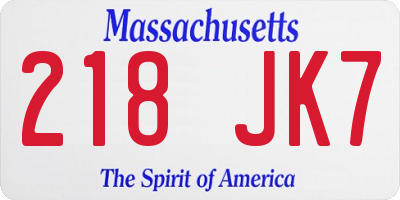MA license plate 218JK7