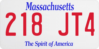 MA license plate 218JT4