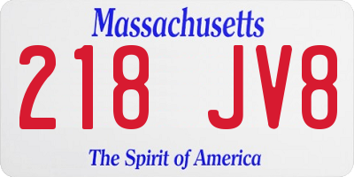MA license plate 218JV8