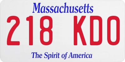 MA license plate 218KD0