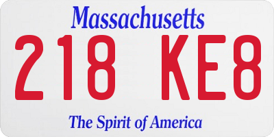 MA license plate 218KE8