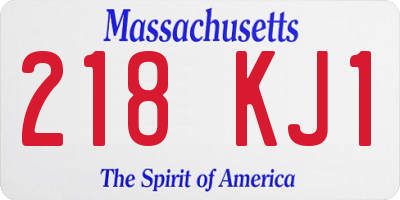 MA license plate 218KJ1