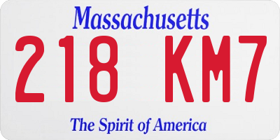 MA license plate 218KM7
