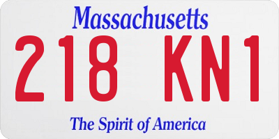 MA license plate 218KN1