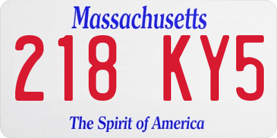 MA license plate 218KY5