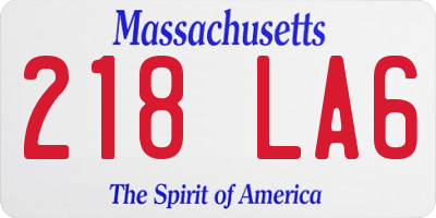 MA license plate 218LA6